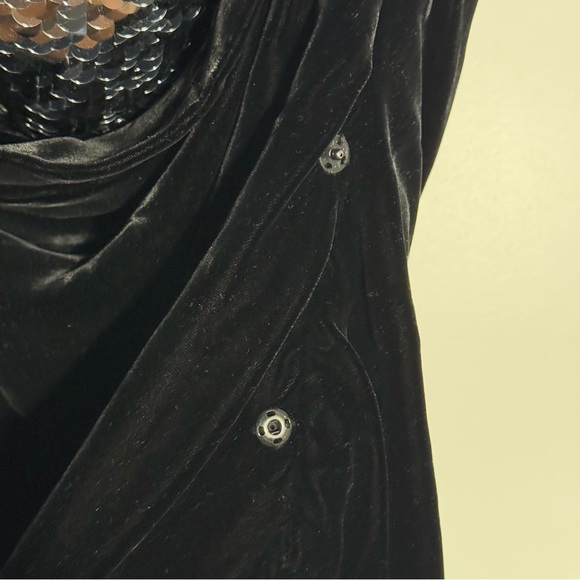 Oscar de la Renta black strapless draped velvet and sequin top / minidress - Picture 10 of 14